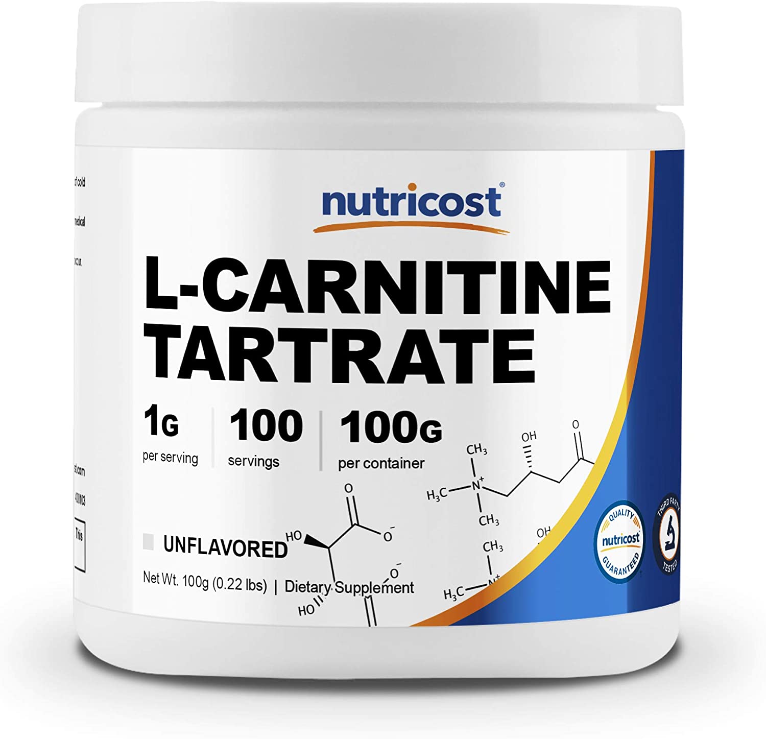 Nutricost L-Carnitine Tartrate Powder (100 Grams) - 1 Gram per Serving; 100 Servings