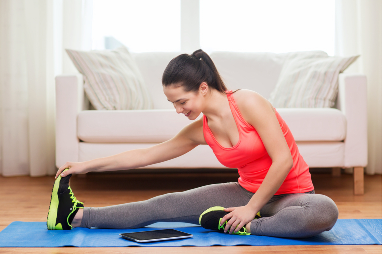 Girl using workout app