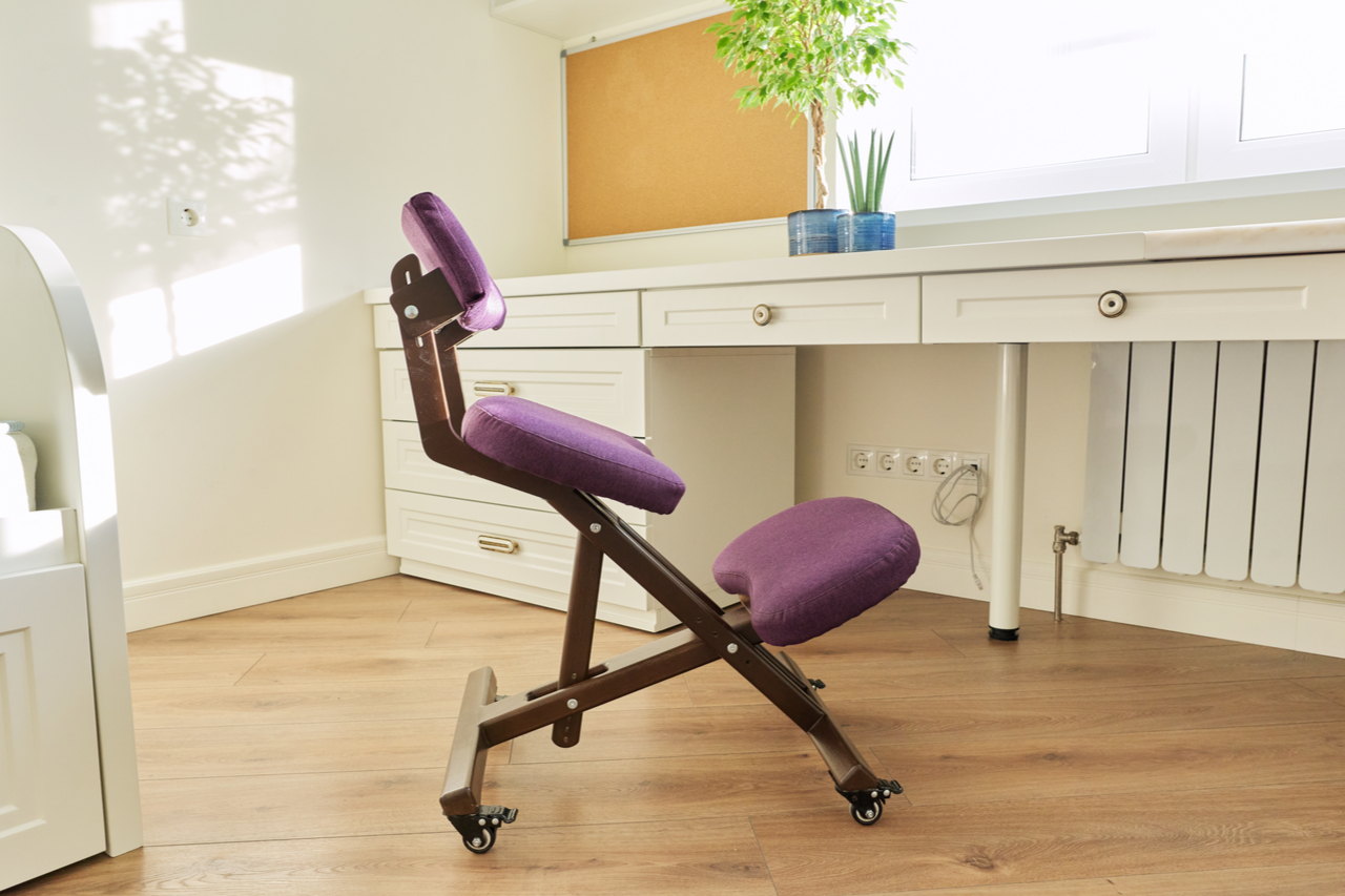 Orthopedic ergonomic kneeling chair like the dragonn kneeling chair.