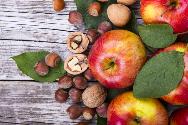 Apple, nuts and cinnamon.