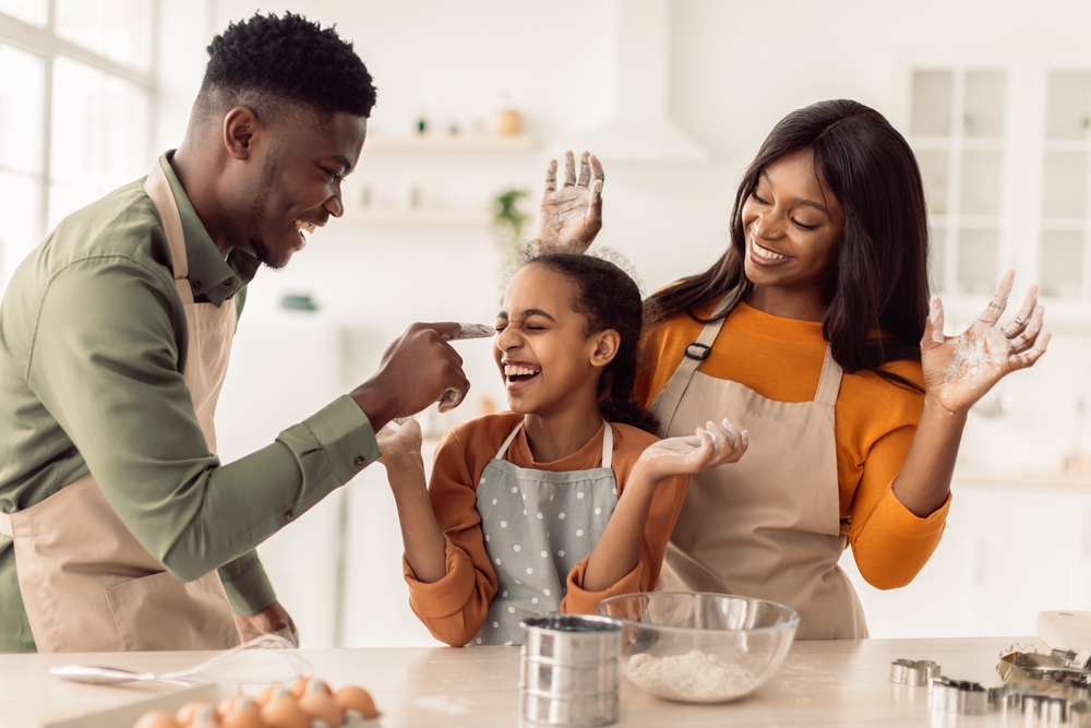 Family cooking together