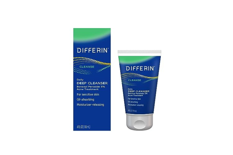 The Differin Acne Deep Cleanser combines the powerful acne-fighting capabilities of 5% benzoyl peroxide with a moisture-releasing formula